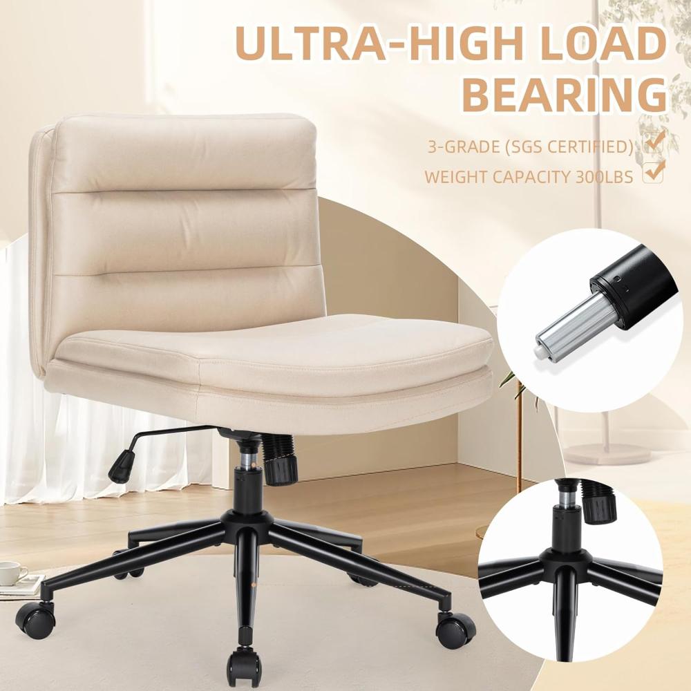 Silla Cruzada Con Patas Para Oficina, Giratoria, ESTRUCO, Gamuza Beige