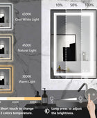 Espejo LED para baño de 20 x 28 pulgadas, espejo de baño LED negro con parte...