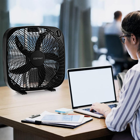 COSTWAY Ventilador de caja de 3 velocidades, ventilador de piso portátil de 20...