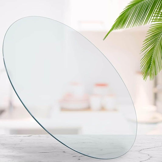 Mesa redonda de vidrio transparente de 24 pulgadas, mesa de vidrio templado de