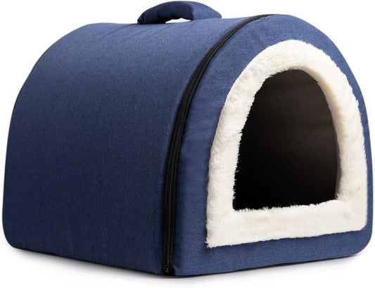 Hollypet Cama de lino para gatos, autocalentable 2 en 1, plegable, con forma de...