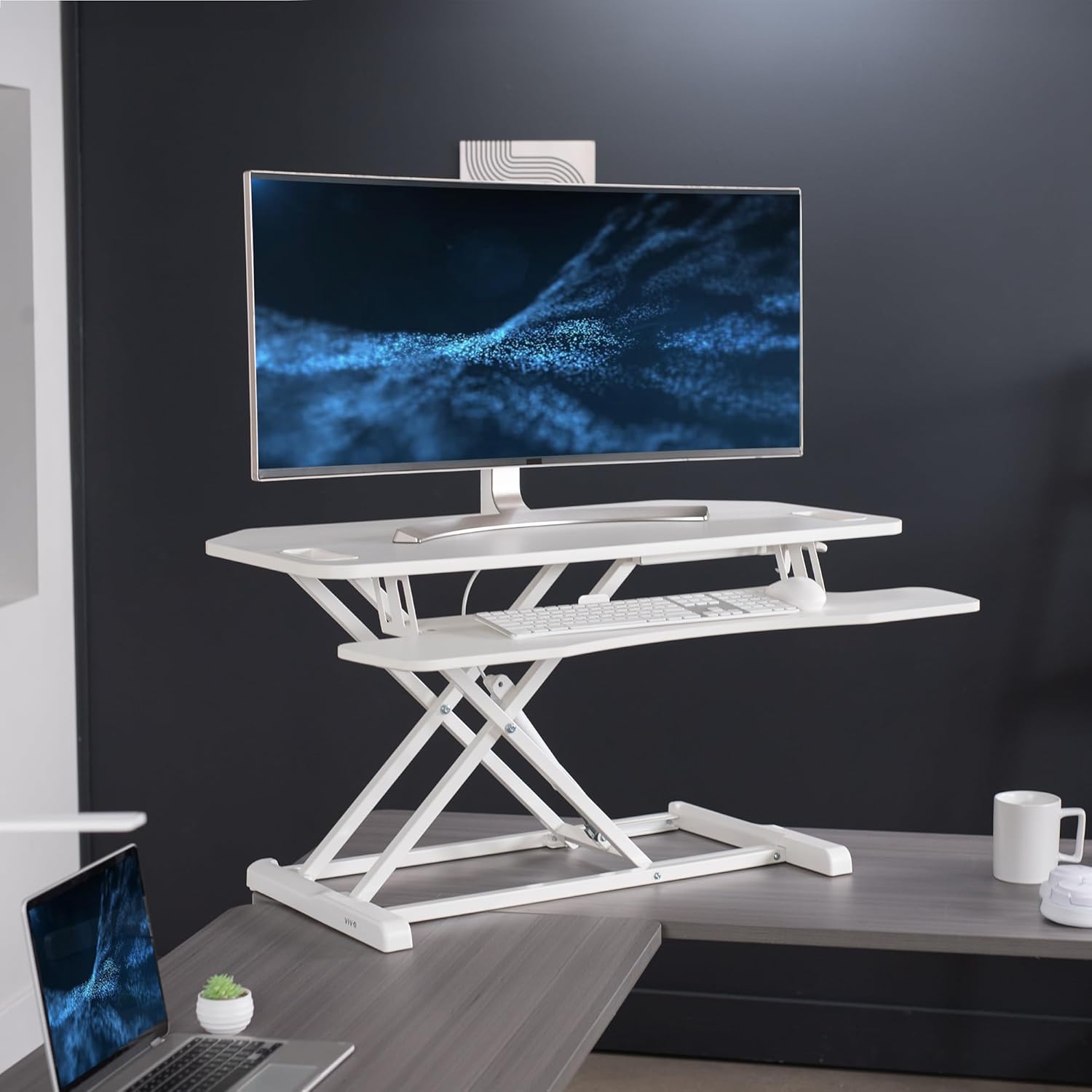 VIVO DESK-V000KLW - Convertidor de escritorio de esquina extra ancho de 38...
