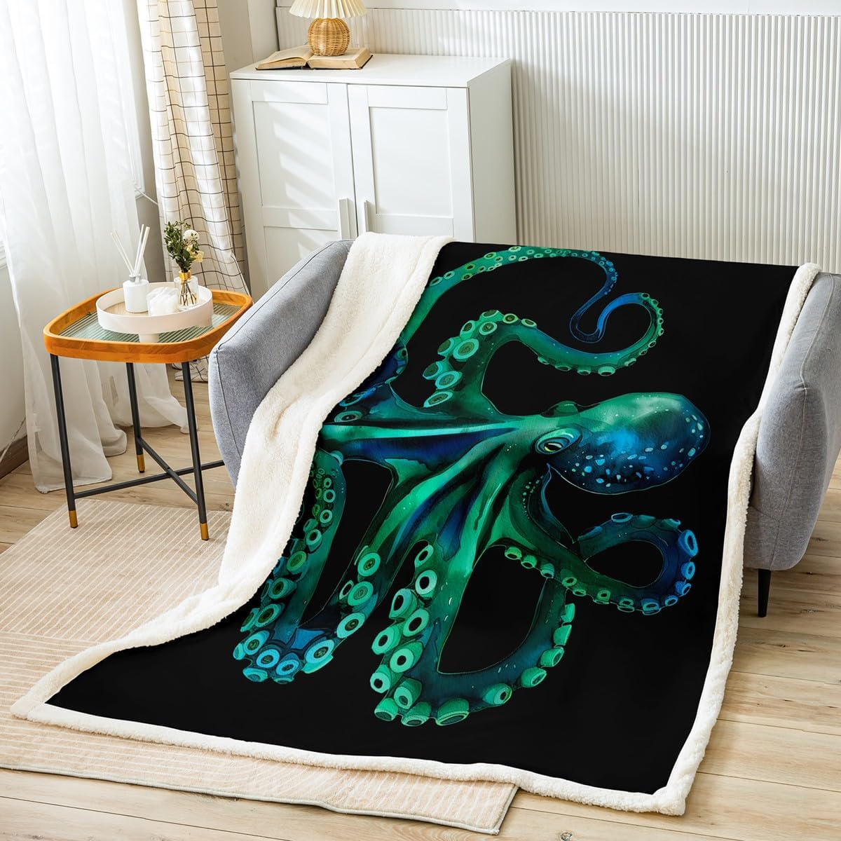 Erosebridal Manta de cama de pulpo para niños, adultos, niños y niñas, manta de...