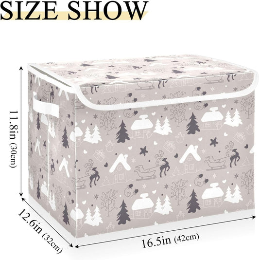 JUNZAN Christmas Winter Storage Container With Lid Stackable Closet Organizer