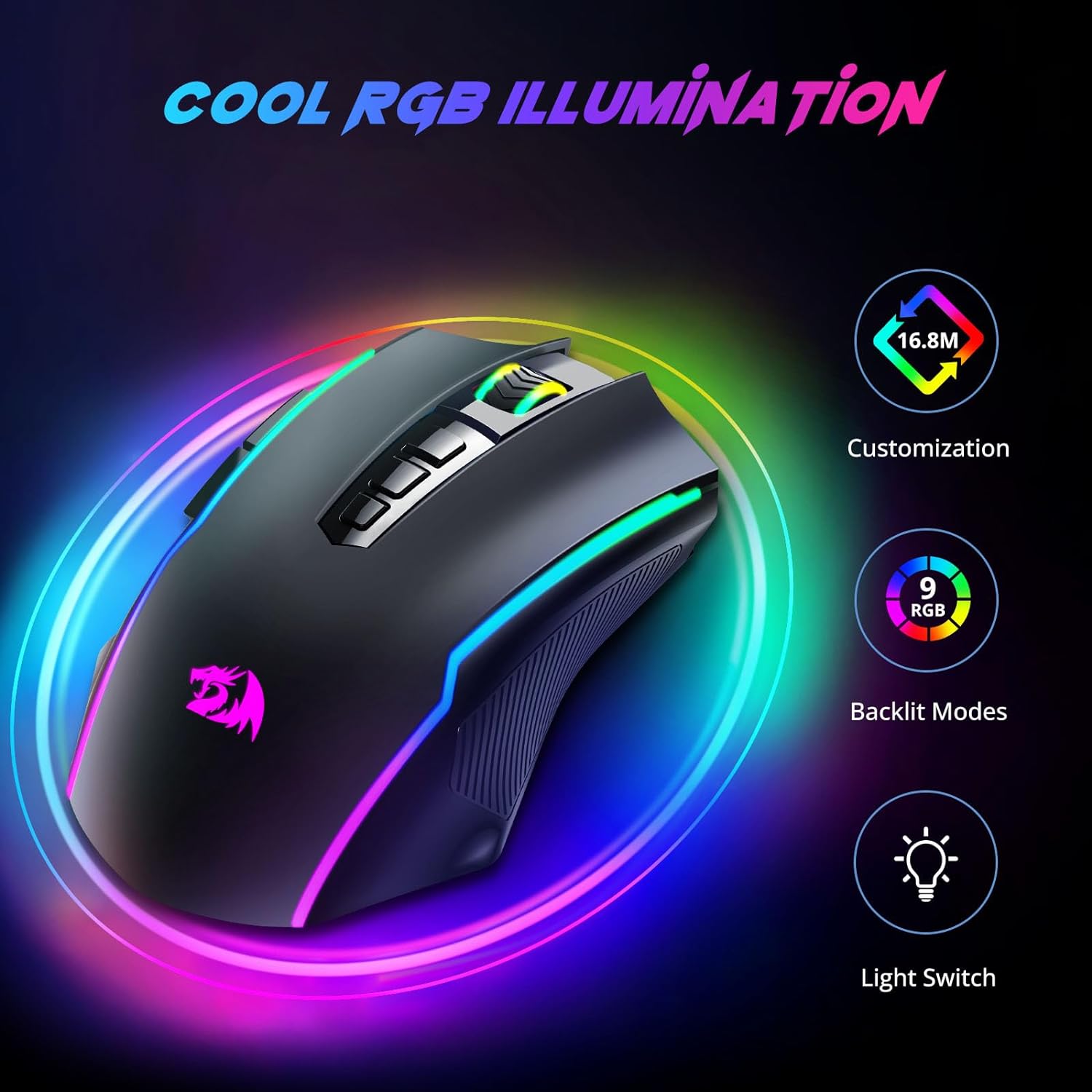 Redragon Mouse para juegos, mouse inalámbrico para juegos con 8000 DPI, ratones...