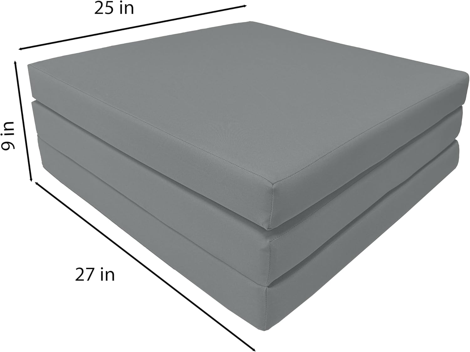 Colchón tríptico gris, Shikibuton, para cama, de 3 pulgadas de alto x 27...