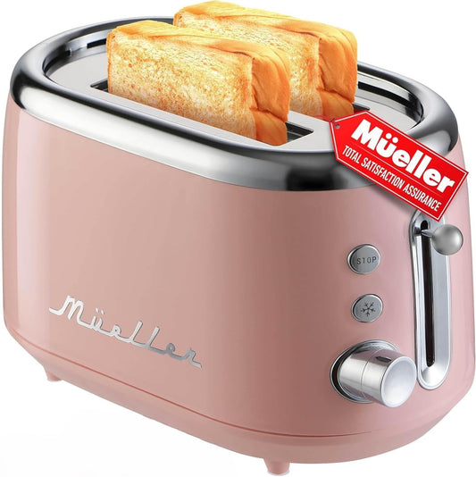 Mueller - Tostadora retro de 2 rebanadas con 7 niveles de tostado y 3 funciones...