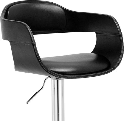 Taburete de bar ajustable giratorio contemporáneo con asiento y respaldo
