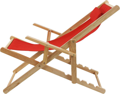 Silla ajustable con marco natural, lona roja