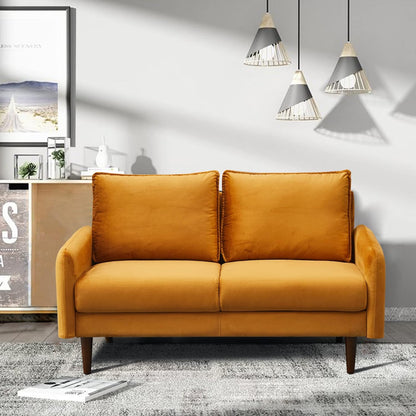 Sofá moderno de terciopelo con patas de madera para sala de estar, oficina,