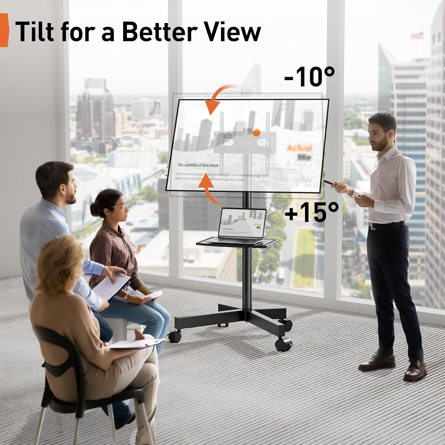 Perlegear Soporte de TV rodante para pantalla plana LED de 23 a 60...