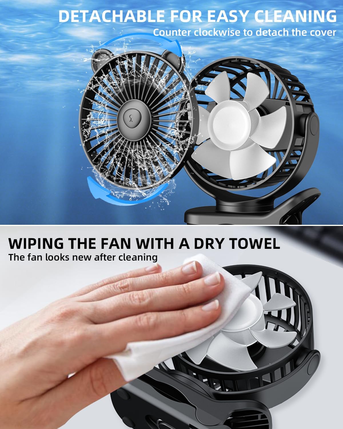 KIDEE Ventilador portátil con clip, pequeño ventilador de escritorio que...