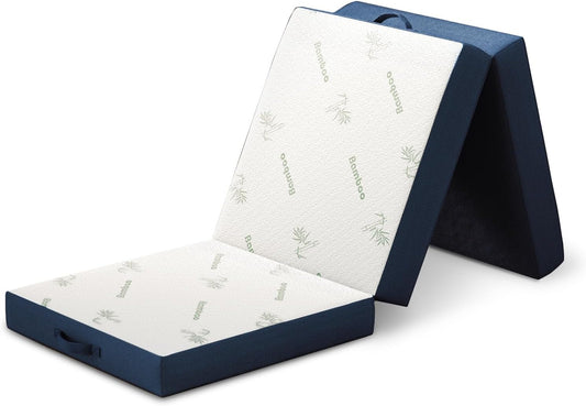 Colchón plegable Cubrecolchón de espuma triple con funda extraíble, ligero y