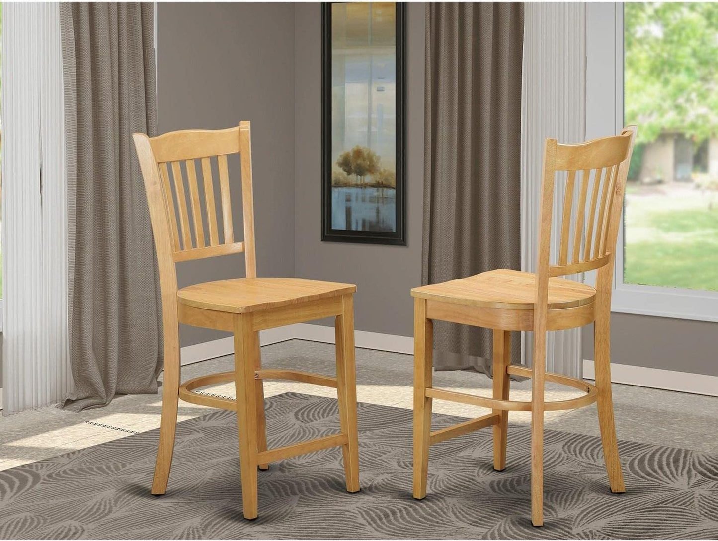 East West Furniture GRS-OAK-W Groton Taburetes de altura de mostrador, sillas...