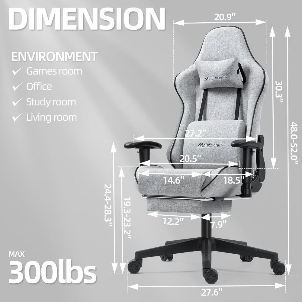 Silla gamer Mondschein Gris reclinable ergonómica