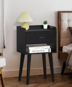 Lerliuo Mesita de noche negra, moderna mesita de noche con cajón, mesa auxiliar...