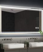 Espejo LED de 40 x 24 pulgadas para baño, espejo de baño sin niebla, con luces,...