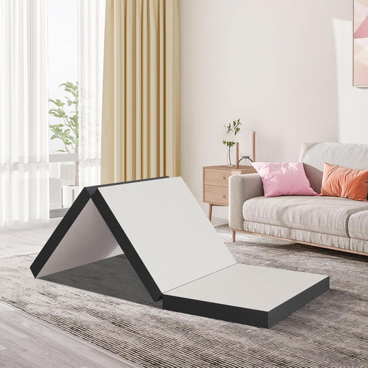 Colchón de espuma viscoelástica plegable de 4 pulgadas, portátil, plegable, de