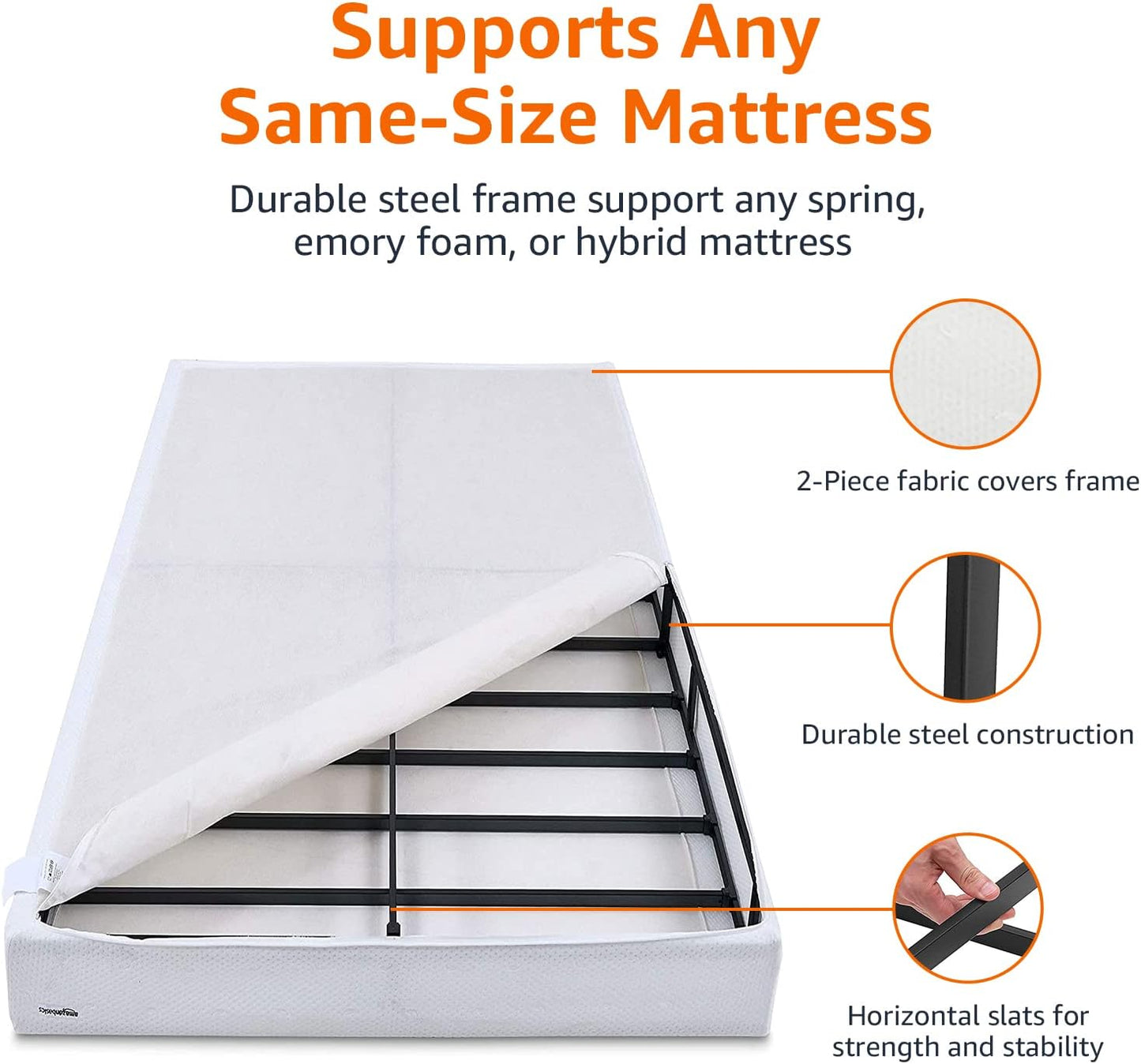 Tienda Basics Smart Box Base de cama con somier, base de colchón de 5 pulgadas,