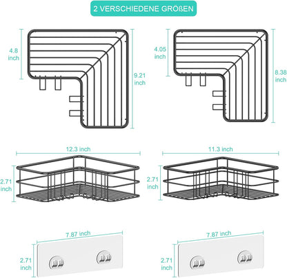 Menbyci Organizador de ducha negro esquinero para baño, accesorios...