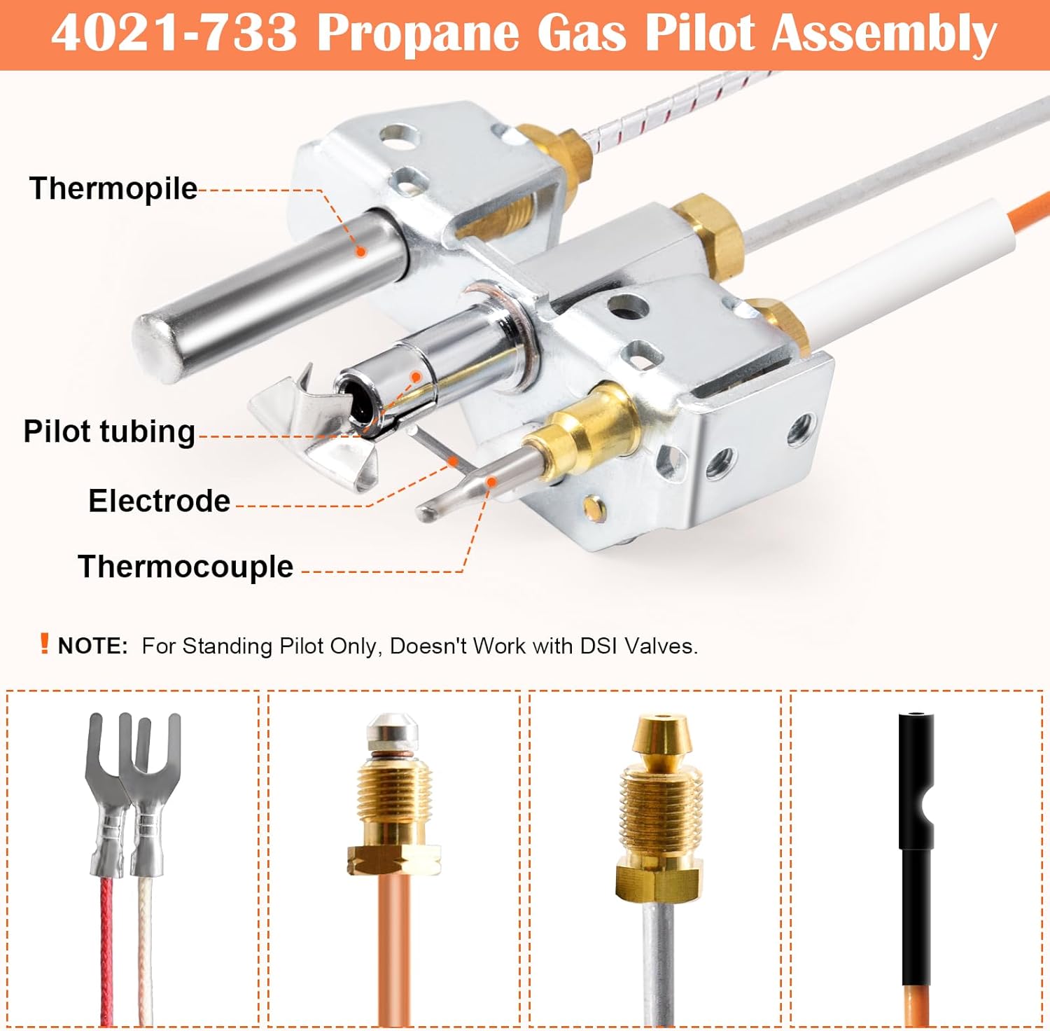 Hiorucet 4021-733 Conjunto piloto de gas propano para calefactores, chimeneas...
