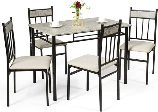 Comedor de cocina de 5 piezas, moderno incluye 1 juego rectangular de cuatro