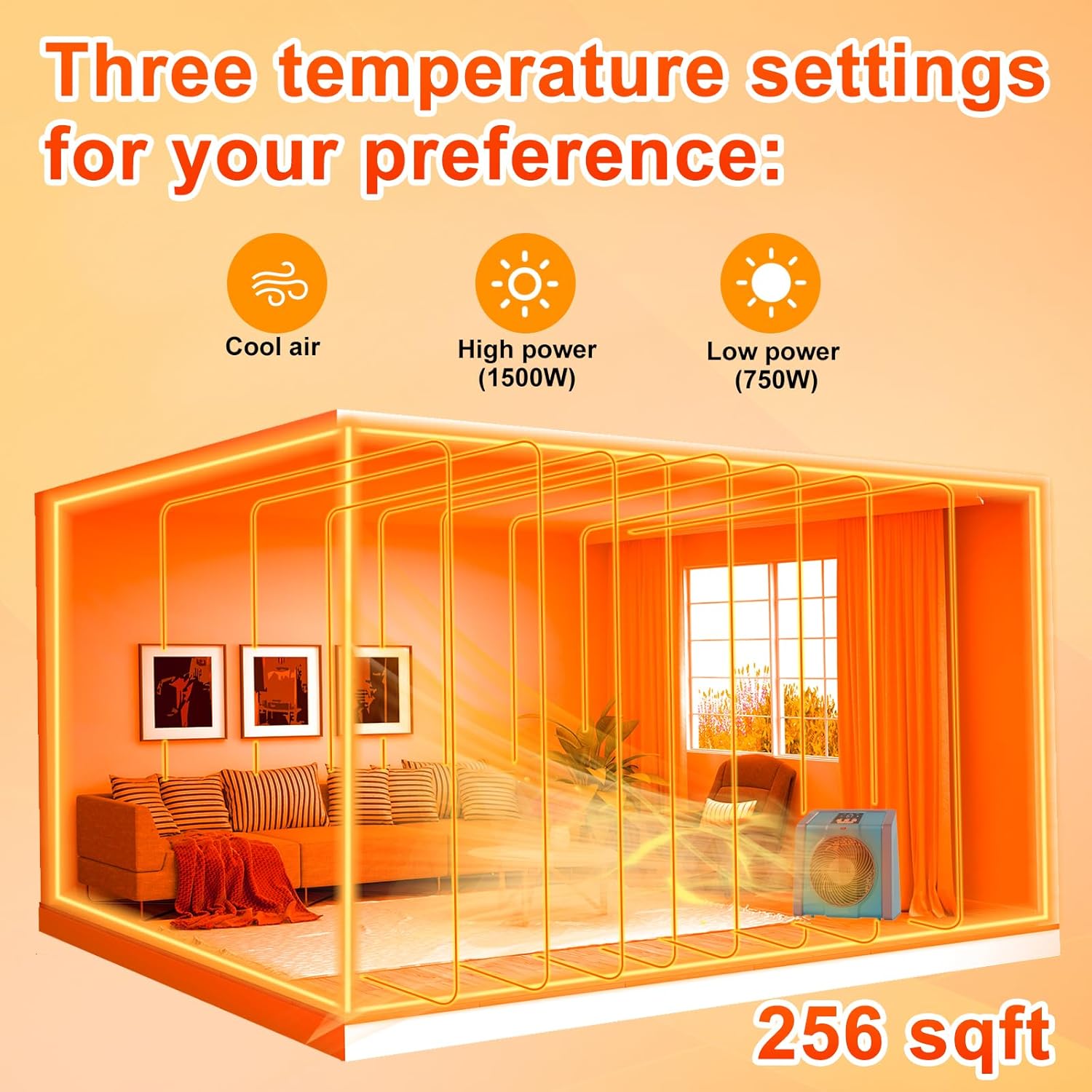 HEATIT Calentador de espacio para interiores, pantalla digital con termostato,...