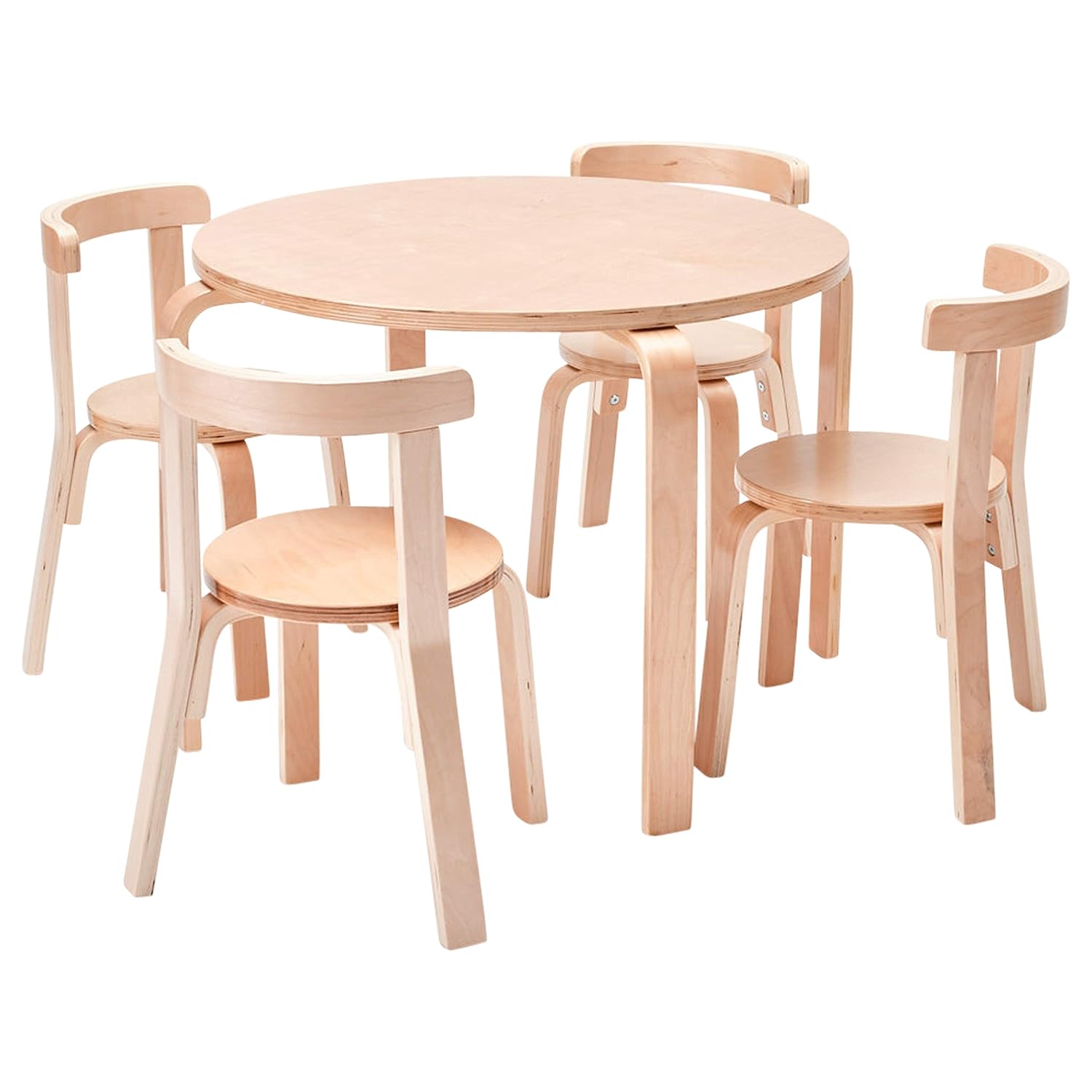 ECR4Kids Bentwood - Juego de mesa redonda y silla curvada, muebles para niños,...