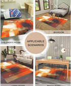 Alfombra de interior naranja de 5 pies x 8 pies, marrón moderno arte abstracto...