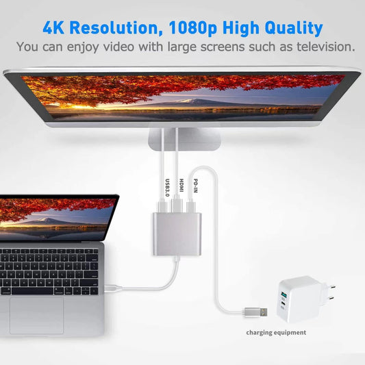 Battony Adaptador USB C a HDMI - Convertidor AV multipuerto 4K para MacBook...
