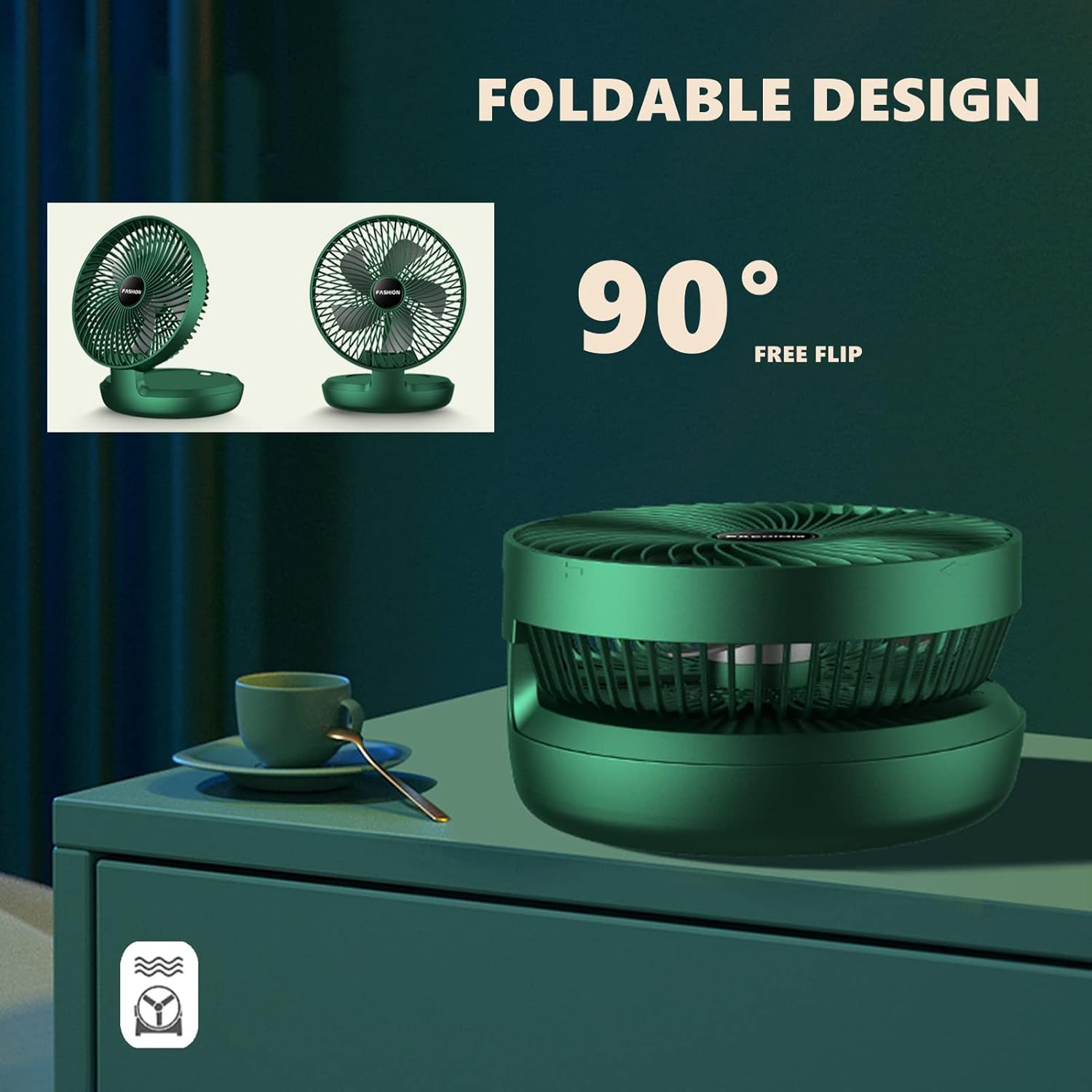 Chchmu Mini ventilador de escritorio USB de 8 pulgadas, plegable, ventilador de...