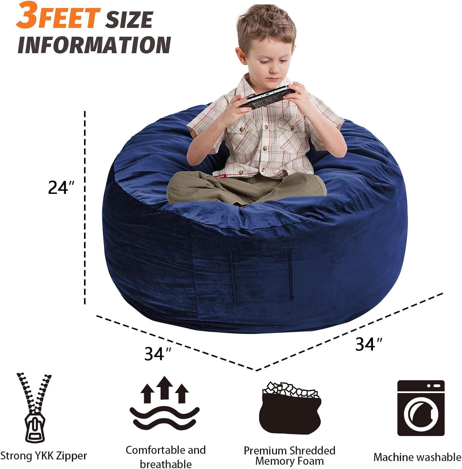 Puf para adultos  Mueble de espuma viscoelástica  Sofá para niños y...