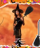 Escoba de bruja de Halloween, escoba de bruja de Halloween con cintas,