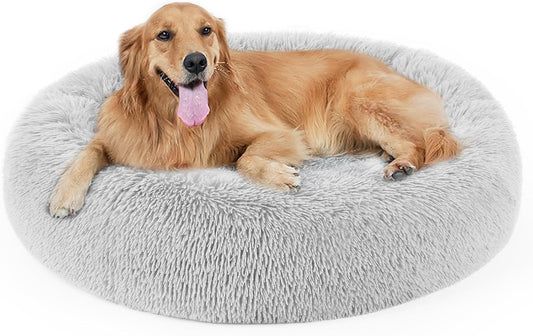 Cama calmante ortopédica para mascotas, diseño redondo con forma de rosquilla...