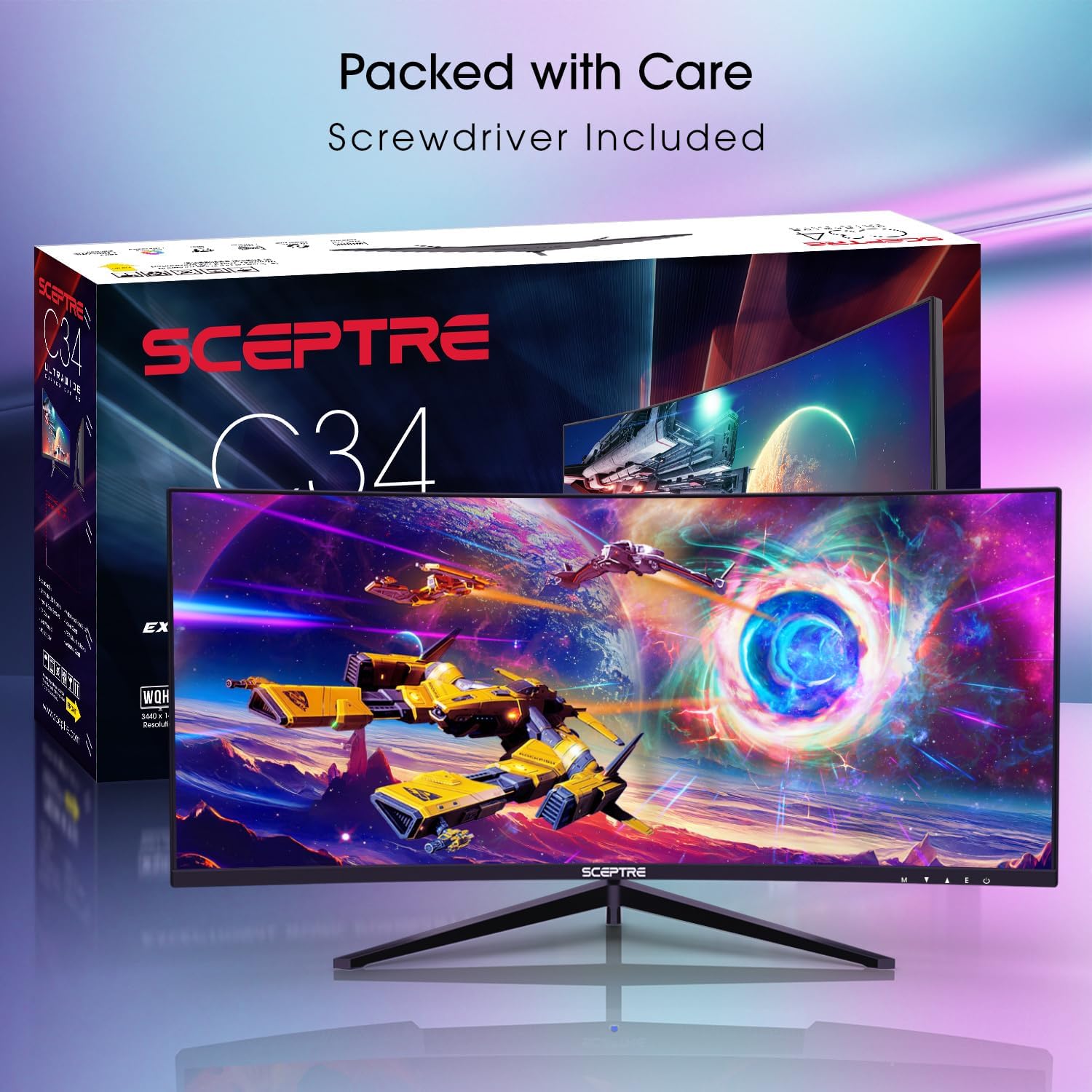 Sceptre - Monitor curvado de 30 pulgadas para videojuegos, 219, 2560 x 1080,...
