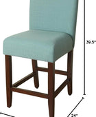 HomePop Taburete de bar tapizado, 24 pulgadas, aguamarina con textura clara