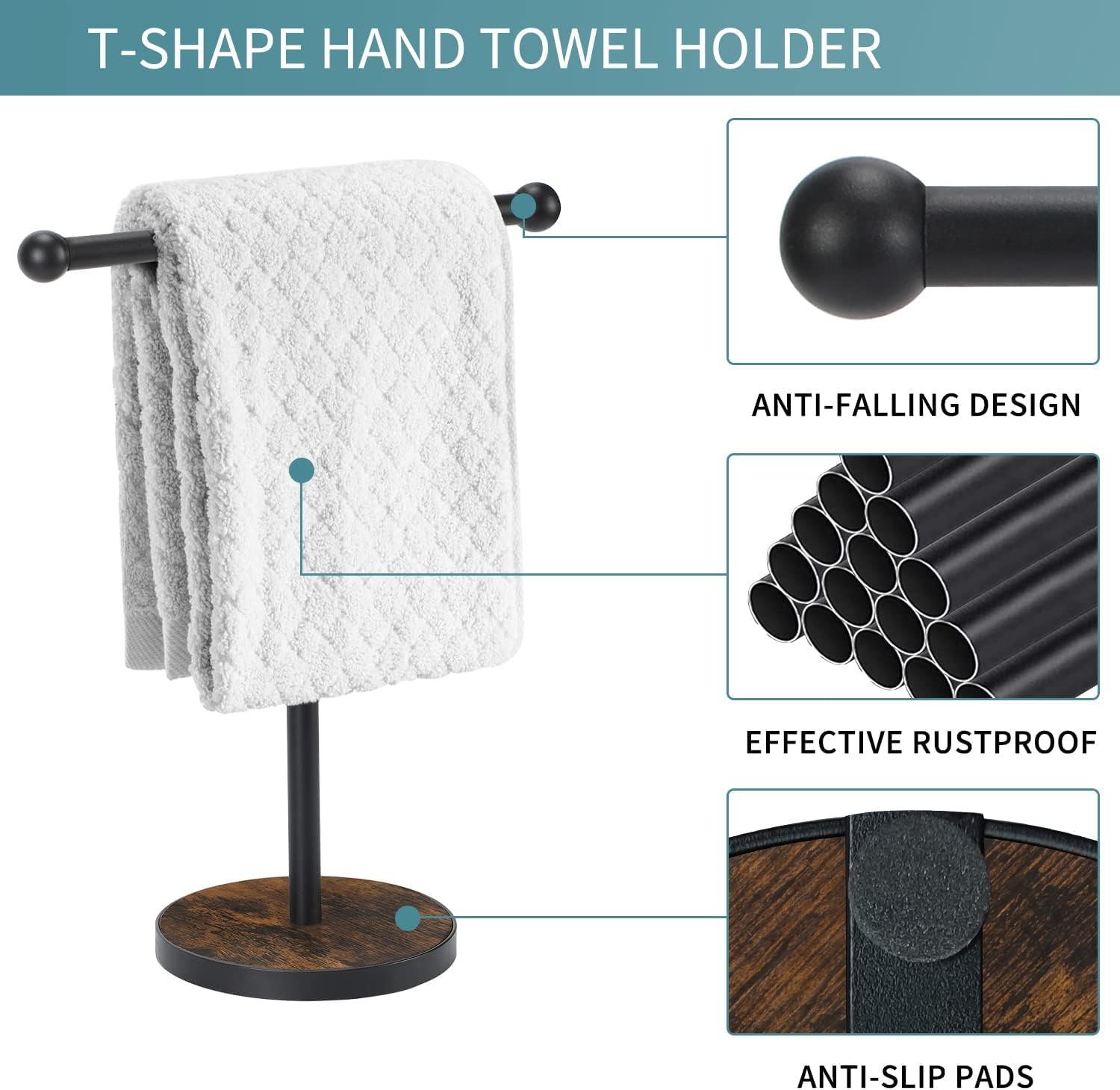 YINMIT Soporte para toallas de mano, soporte para toallas de mano en forma de T...