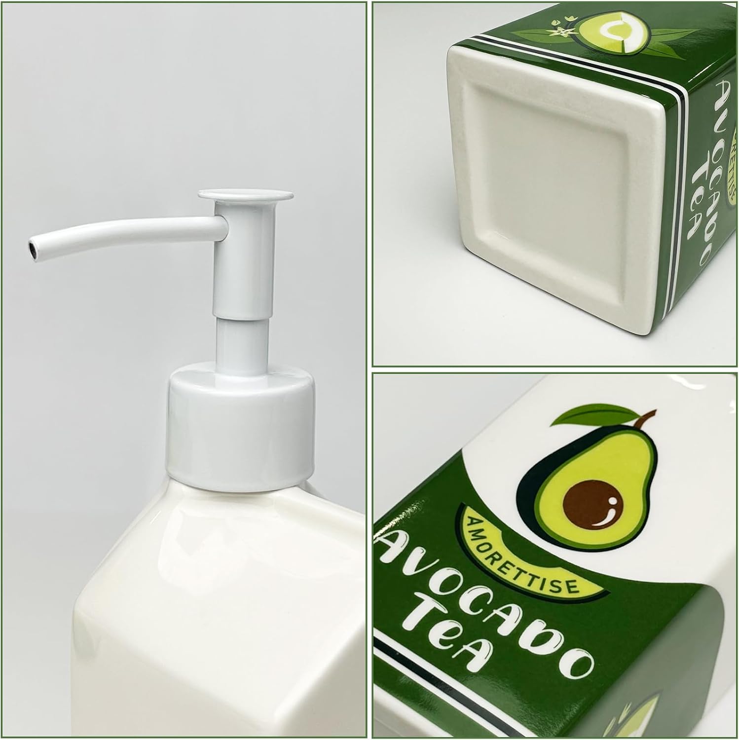 Dispensador de jabón de botella de jugo de aguacate de cerámica, dispensador de...