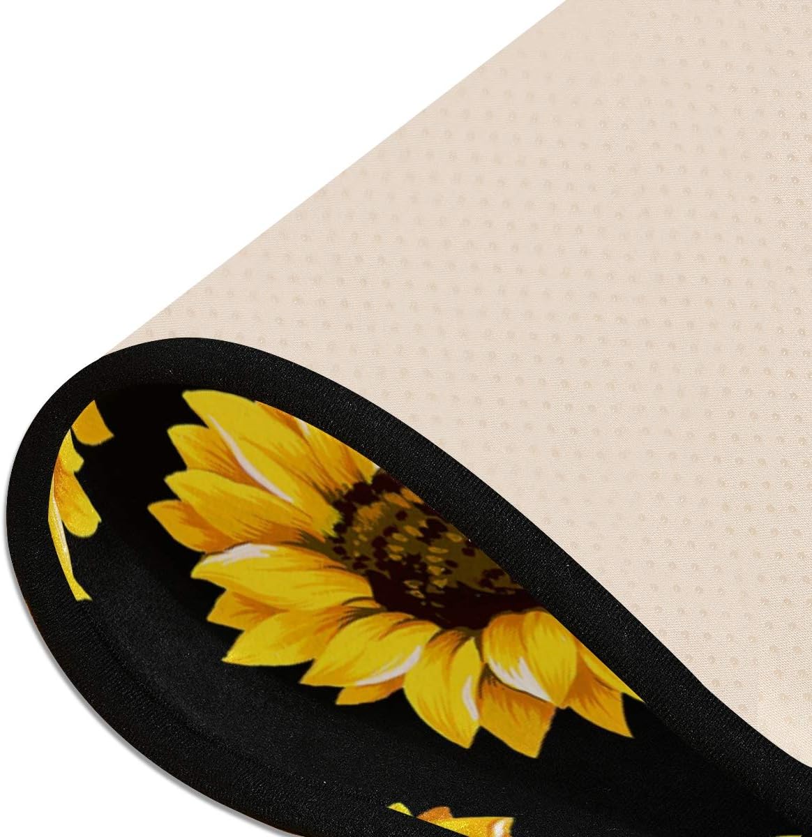 Alfombras de cocina negras con diseño de girasol, antideslizantes, suaves, para...