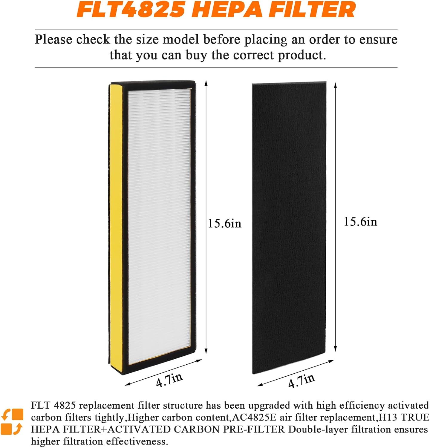 Blutoget FLT4825 - Filtro de repuesto B que reemplaza AC4825 AC4825E AC4825DLX...