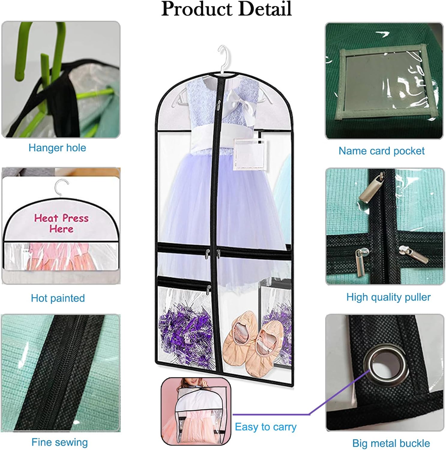 Paquete de 3 bolsas de ropa de baile de PVC transparente para bailarines, bolsa...