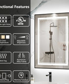 Espejo LED para baño de 20 x 28 pulgadas, espejo de baño LED negro con parte...