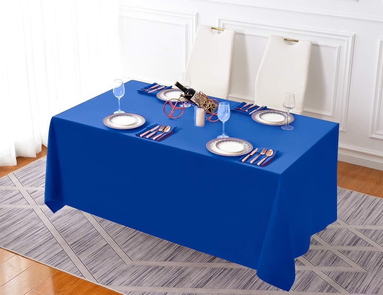 Surmente Mantel rectangular de poliéster de 90 x 132 pulgadas, mantel para...
