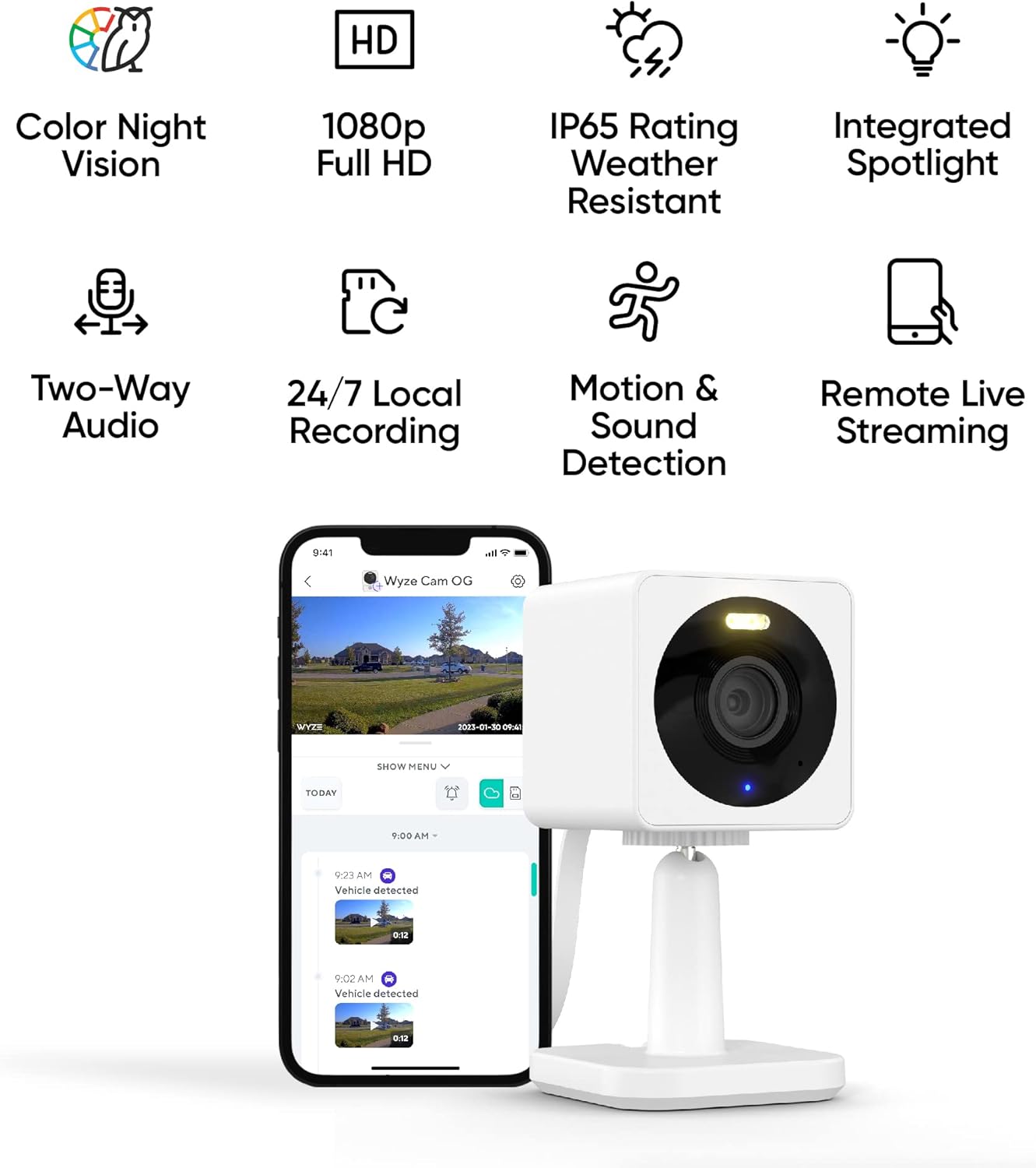 Wyze OG Cámara de seguridad de interiorexterior, inteligente, wifi, 1080p,...