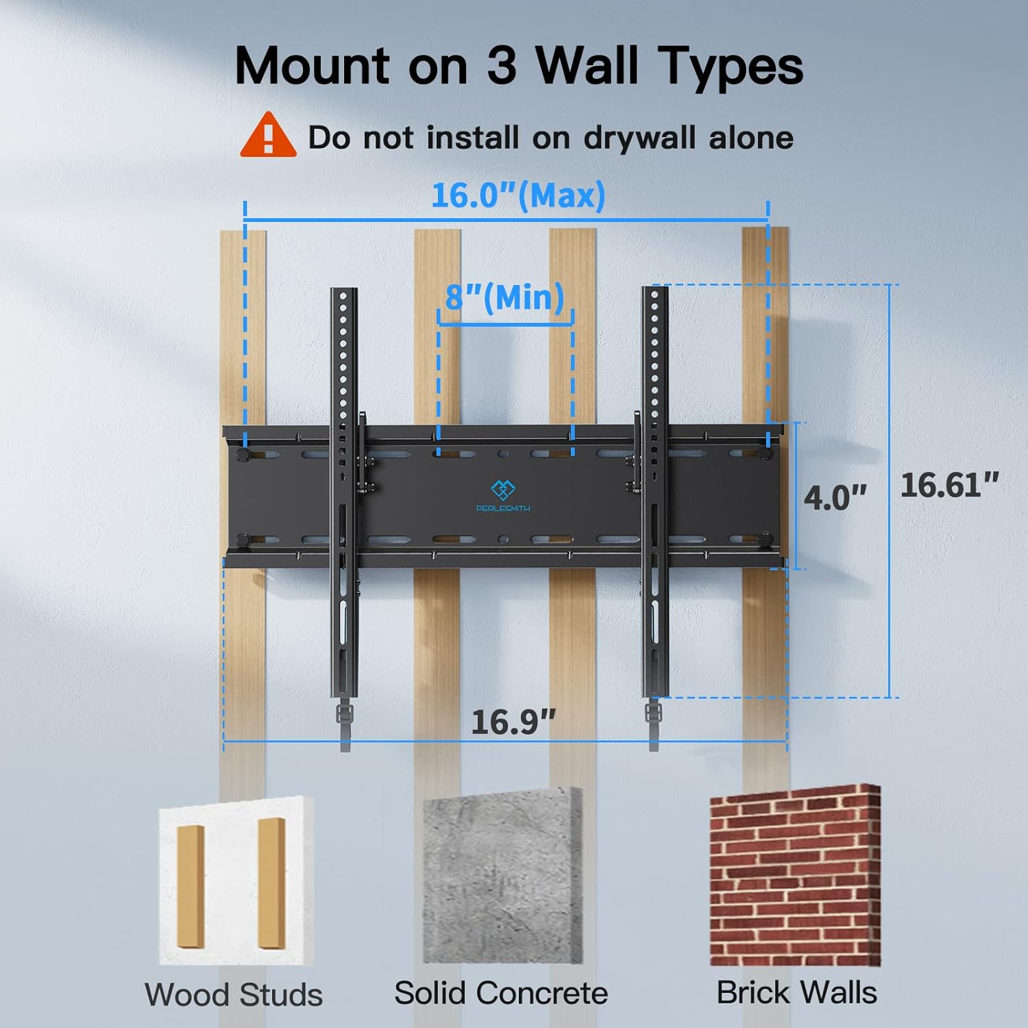 PERLESMITH - Soporte de pared reclinable para TV pantalla plana, LED, LCD, OLED...