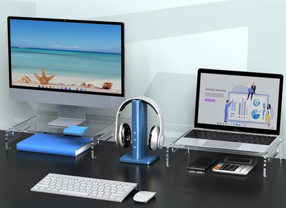 Paquete de 2 soportes para monitor, soporte acrílico para computadora, laptop,