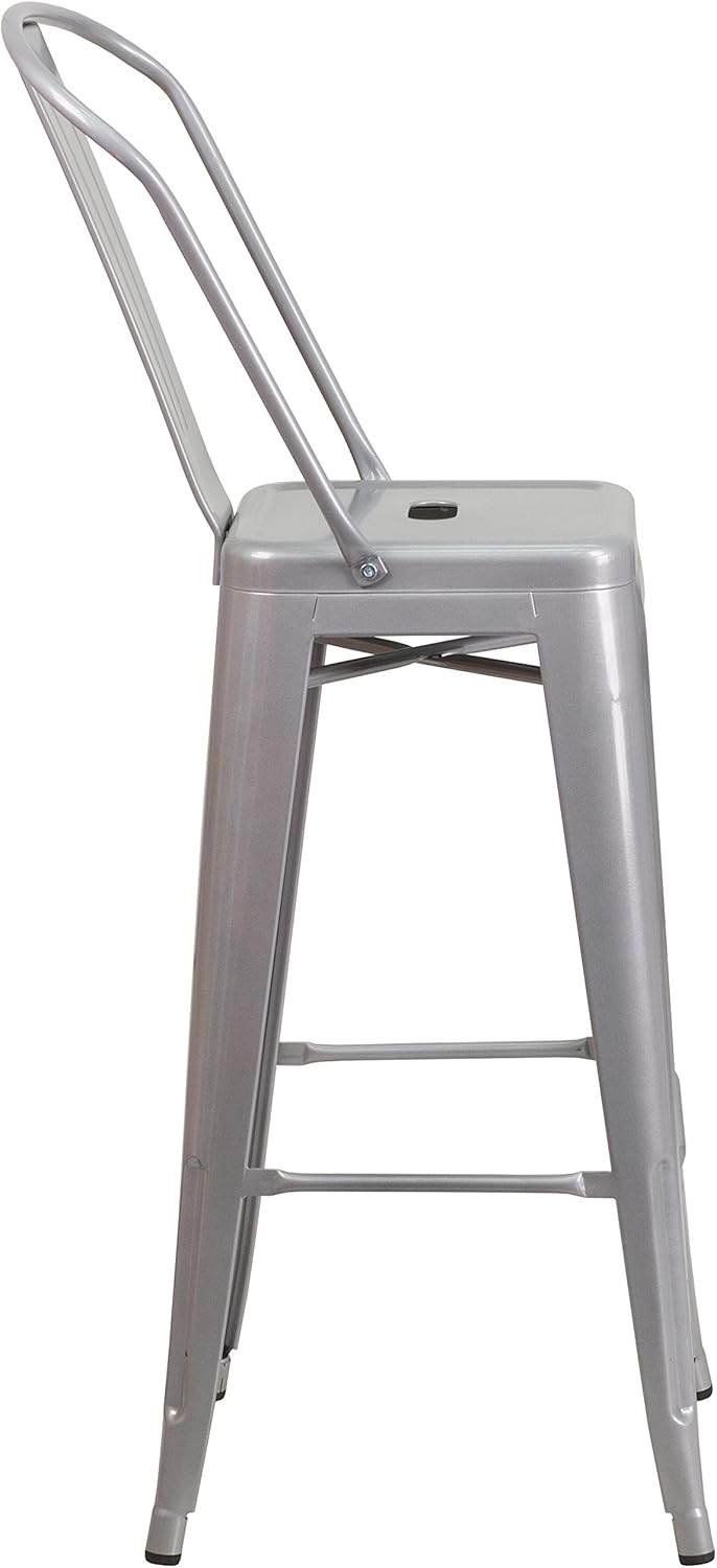 Taburete Flash Furniture de bar, hecho de metal para interior y exterior,...