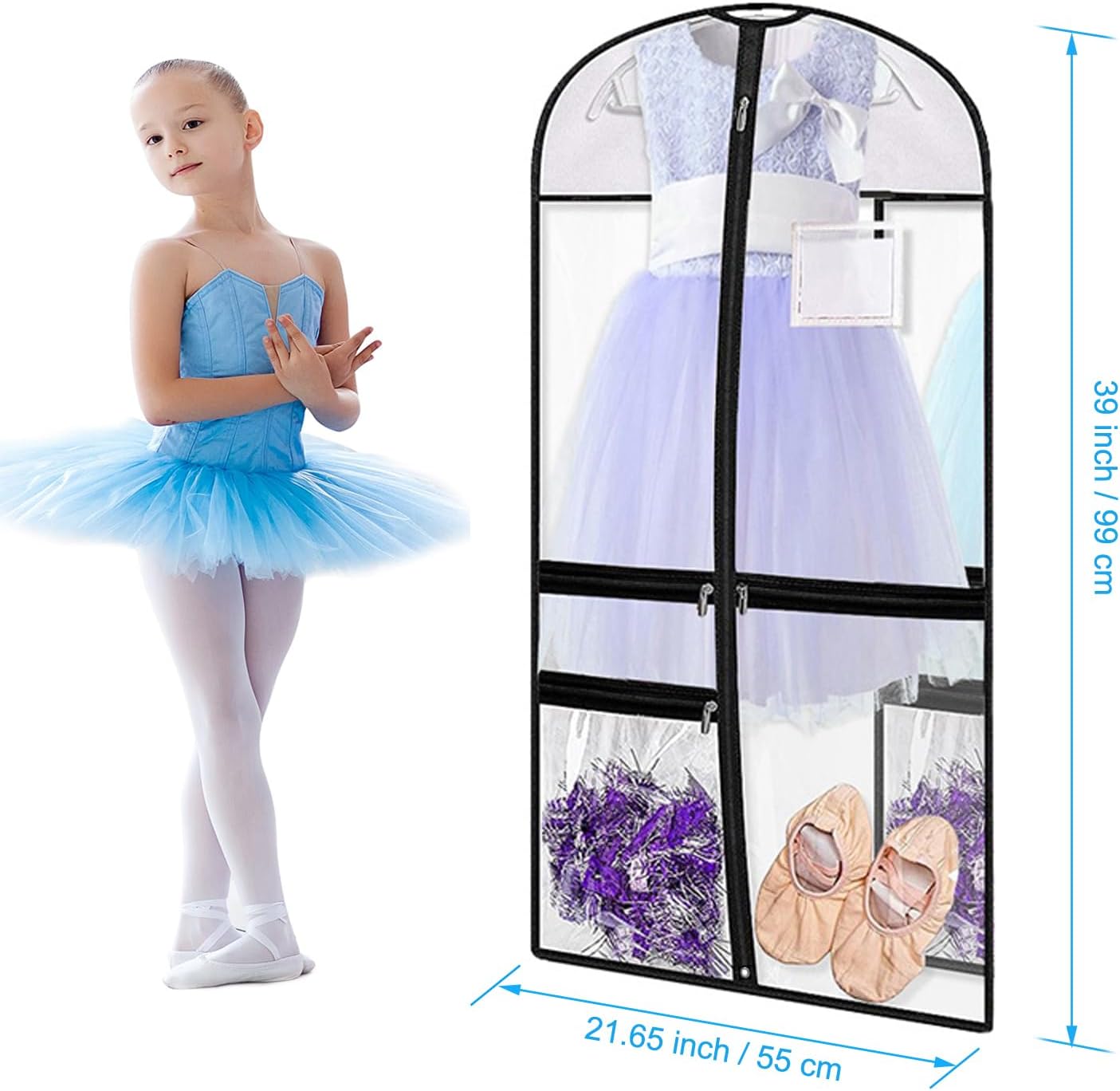 Paquete de 3 bolsas de ropa de baile de PVC transparente para bailarines, bolsa...