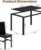 Juego de mesa de comedor de 5 piezas, mesa de cocina de cristal con 4 sillas de