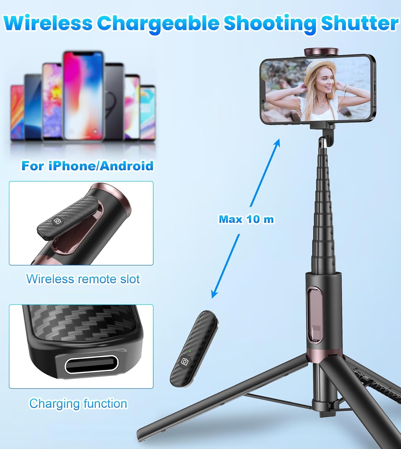 TONEOF Trípode para selfie para teléfono celular de 67 pulgadas, soporte de...